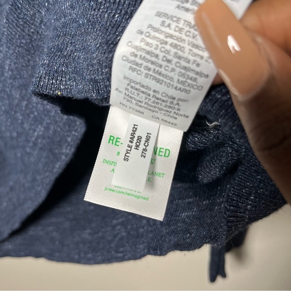 J. Crew Men Sweater Shirt Medium Dark Blue‎ Rugged Cotton Henley Casual - Picture 4 of 9